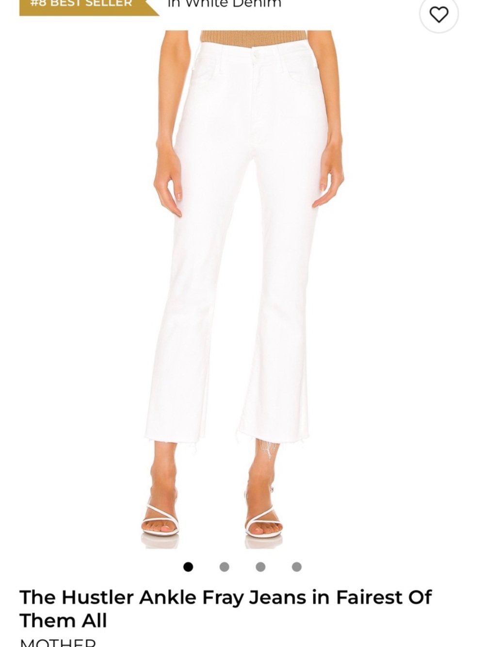 MOTHER The Hustler Ankle Fray Jeans, white, size 25
